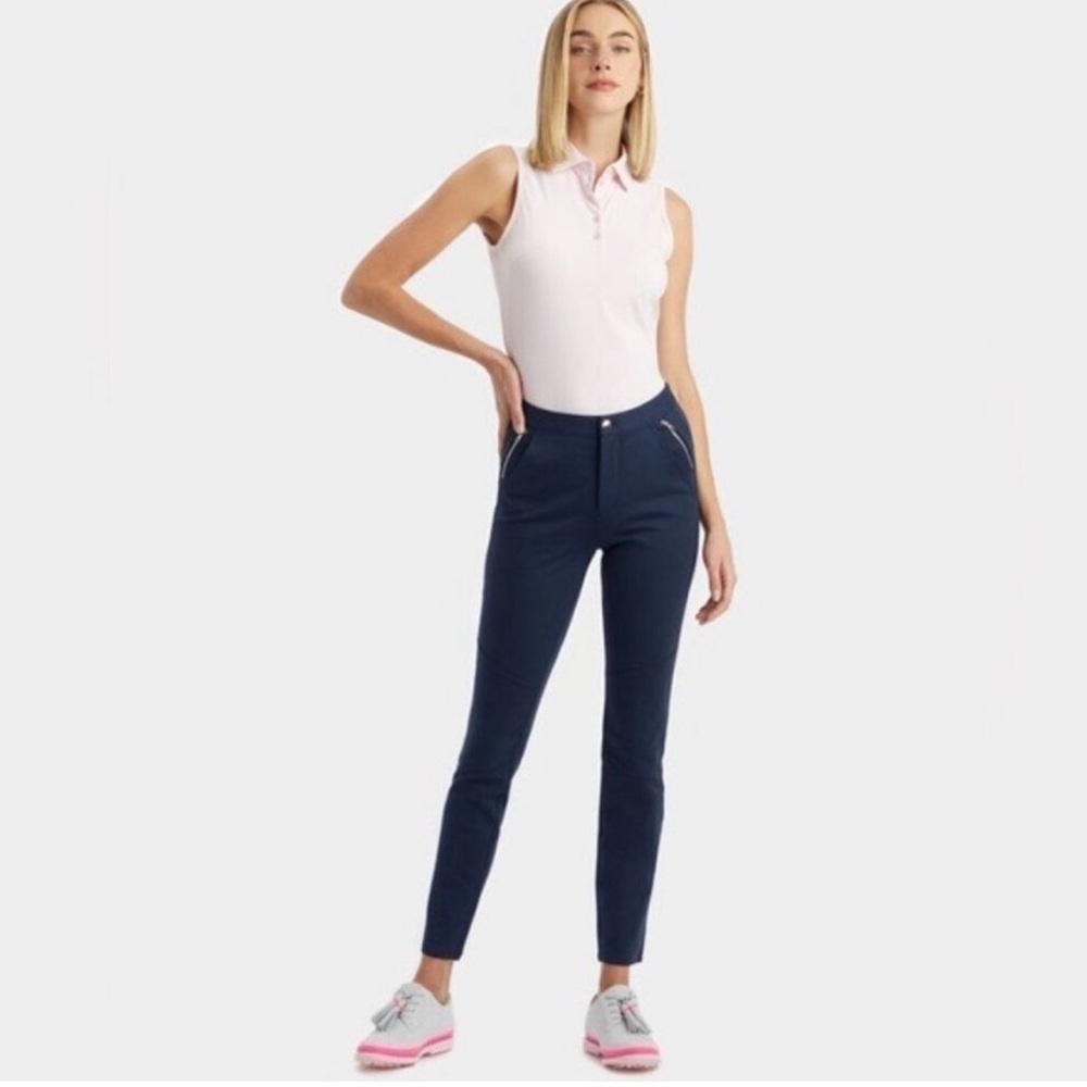 G/FORE Double Knit Moto Leggings – Twilight Navy – Size 8 golf outdoor preppy